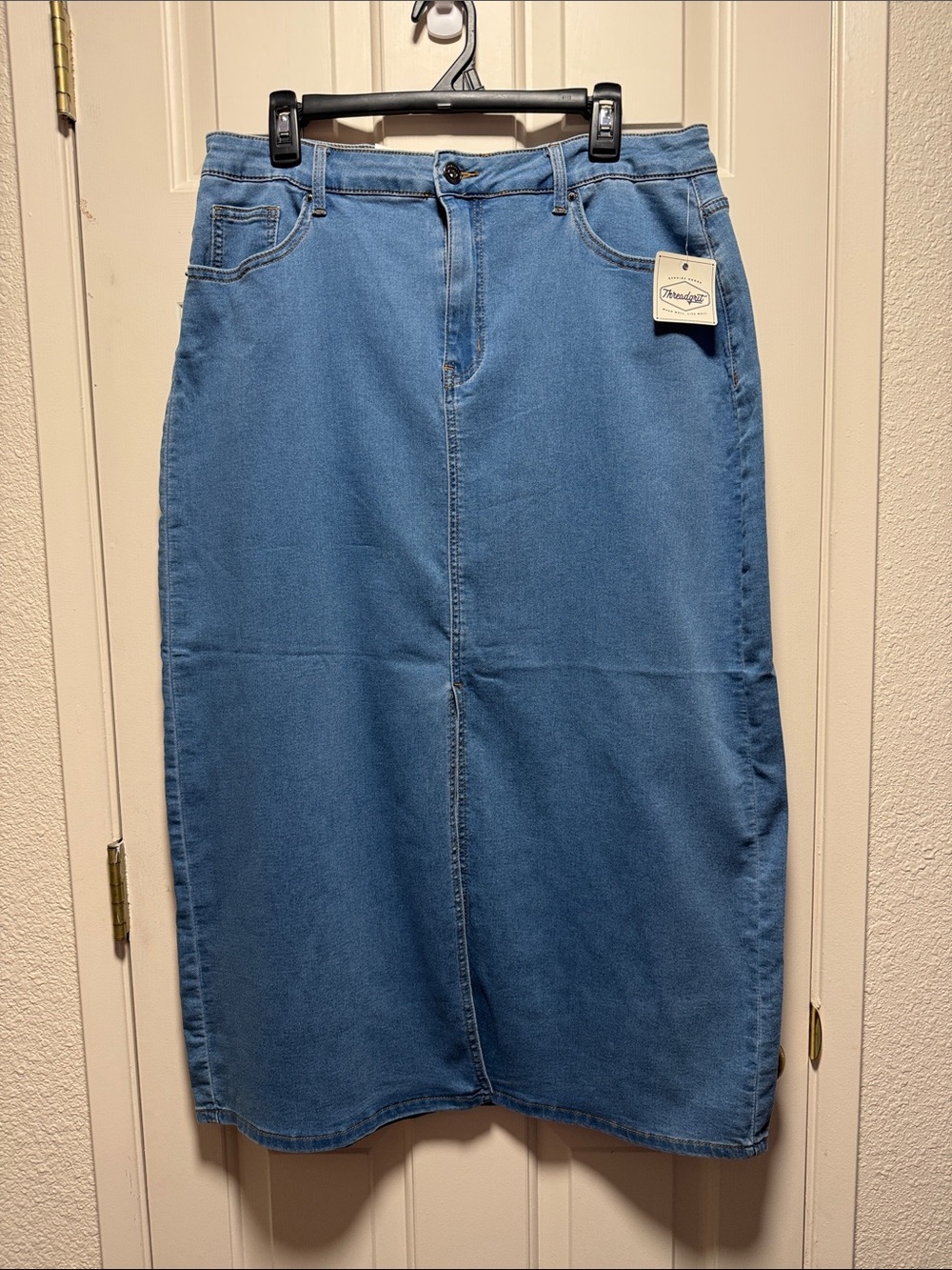 Light Blue Denim Long Skirt Front Slit style Size 33